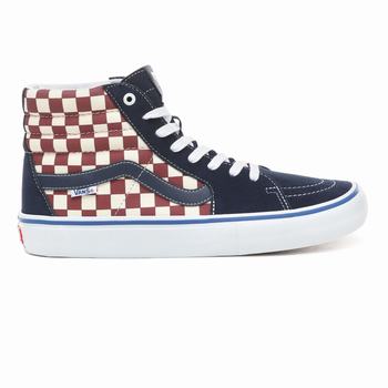 Vans Checker Sk8-Hi Pro - Miesten Korkeavartiset tennarit - Sininen